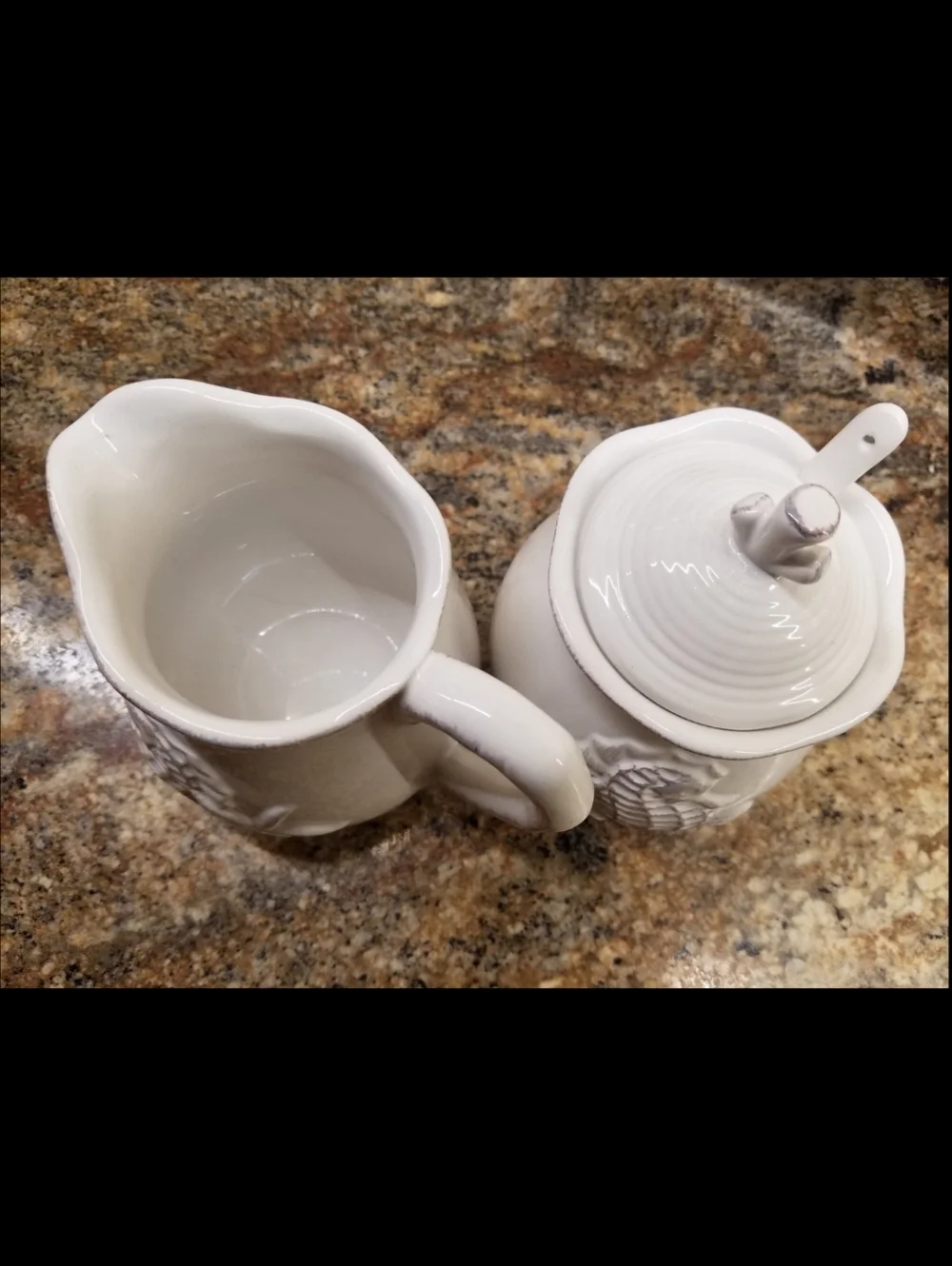 Seahorse Starfish Seashell Blue Sky Ceramic Sugar Creamer Serving Spoon Set NEW